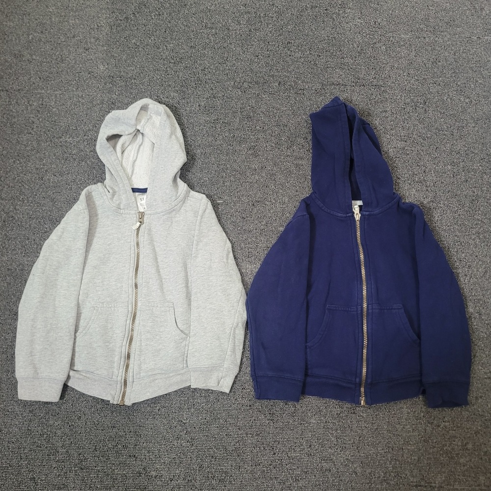 Simple Joys by Carter's Size 5T Full Zip Hoodie Toddler Gray Navy Blue Bundle